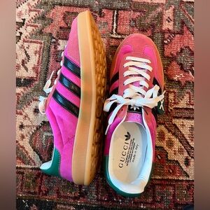 Adidas x Gucci Gazelle Pink Velvet Sneakers